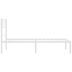 vidaXL Metal Bed Frame without Mattress with Headboard White 107x203cm 6