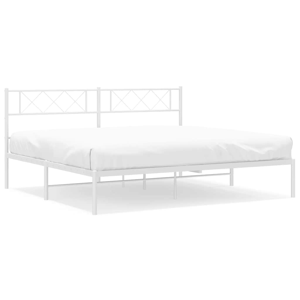 vidaXL Metal Bed Frame without Mattress with Headboard White 183x213cm 2