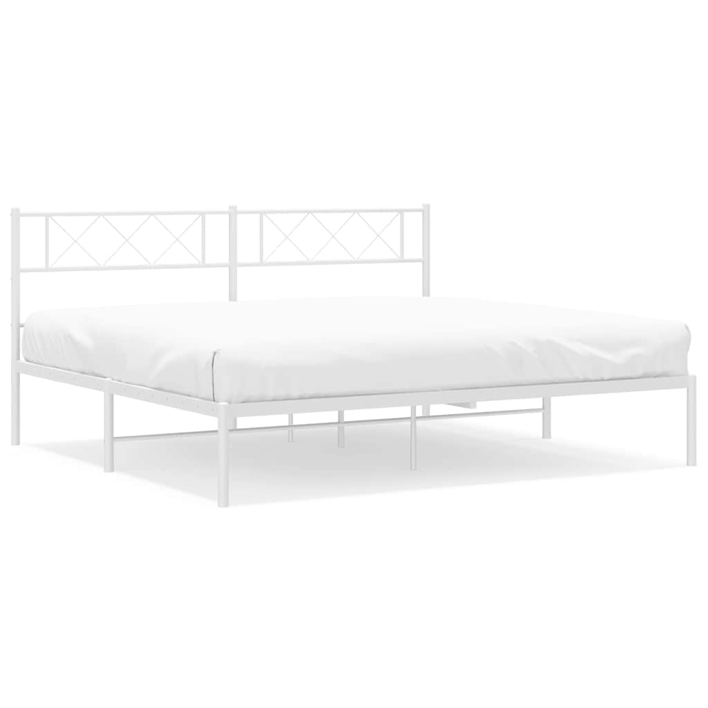 Metal Bed Frame without Mattress With headboard White 193 cm 203 cm