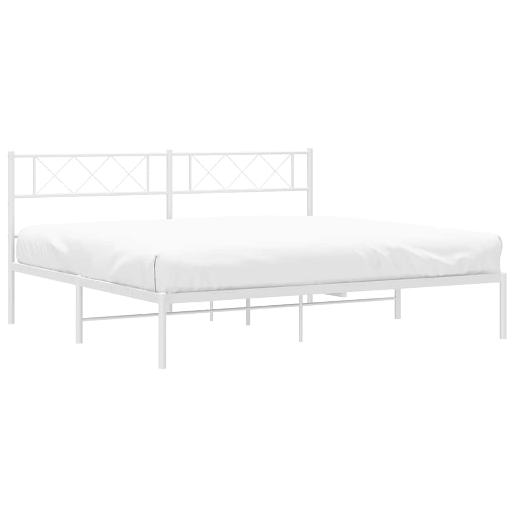 vidaXL Metal Bed Frame without Mattress with Headboard White 193x203cm 4