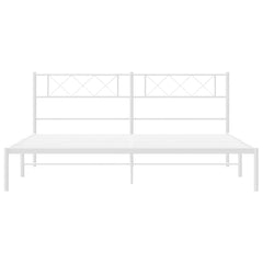 vidaXL Metal Bed Frame without Mattress with Headboard White 193x203cm 6