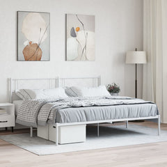 vidaXL Metal Bed Frame without Mattress With headboard White