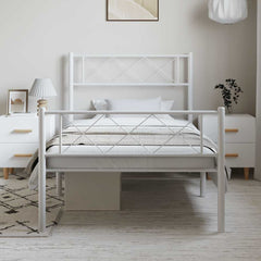 vidaXL Metal Bed Frame without Mattress with Footboard White 100x200cm 3