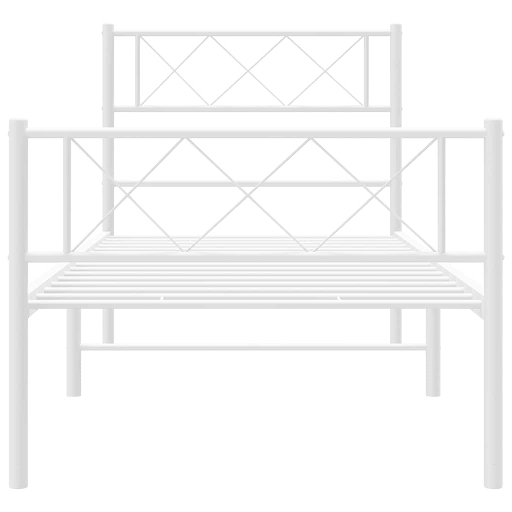 vidaXL Metal Bed Frame without Mattress with Footboard White 100x200cm 5
