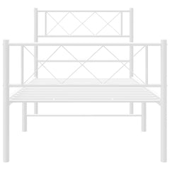 vidaXL Metal Bed Frame without Mattress with Footboard White 100x200cm 5