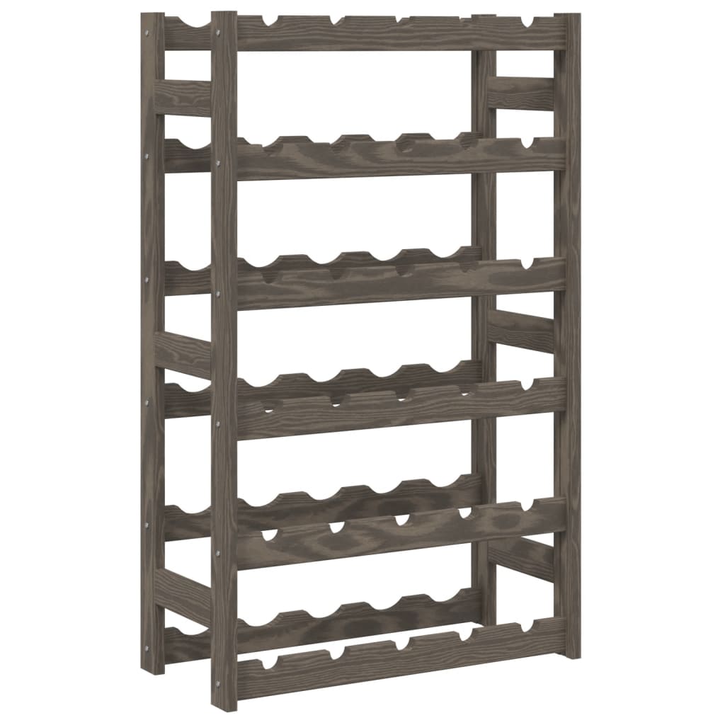 vidaXL Wine Rack for 30 Bottles Grey Solid Wood Pine 2
