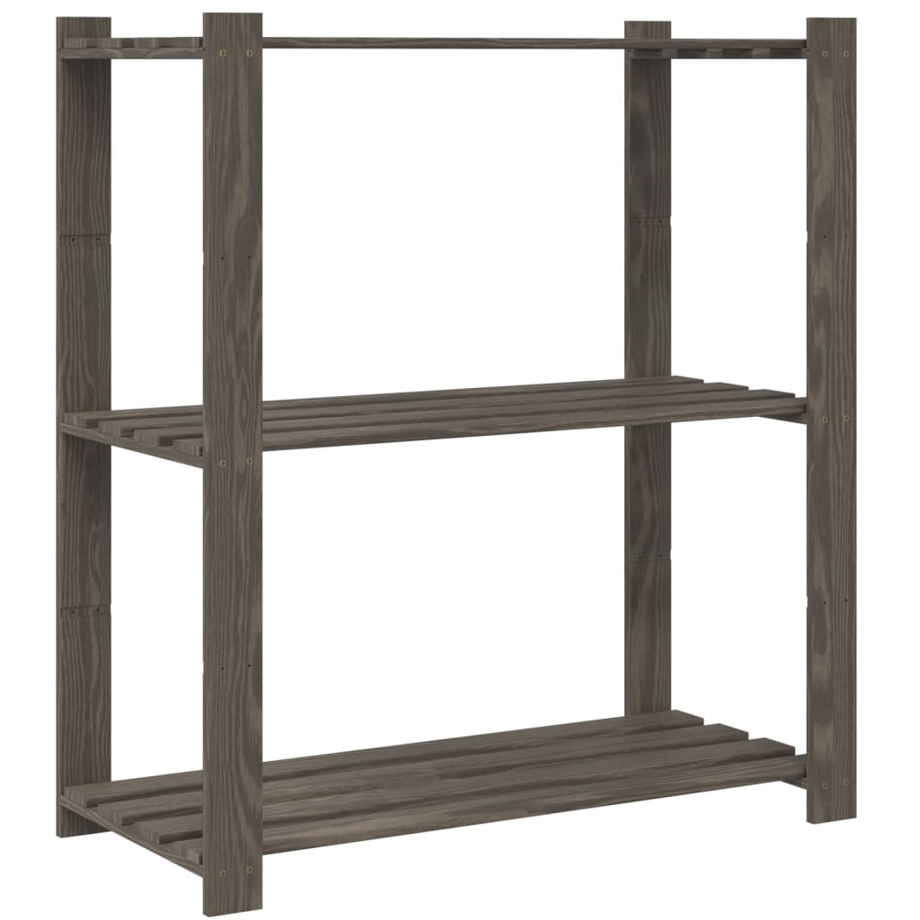 vidaXL 3-Tier Storage Rack Grey 80x38x90 cm Solid Wood Pine 5