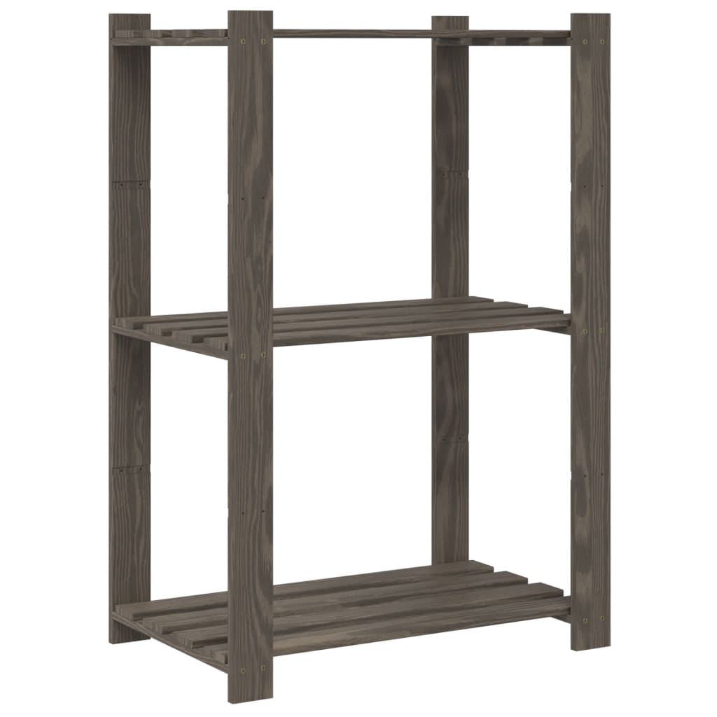 vidaXL 3-Tier Storage Rack Grey 60x38x90 cm Solid Wood Pine 5