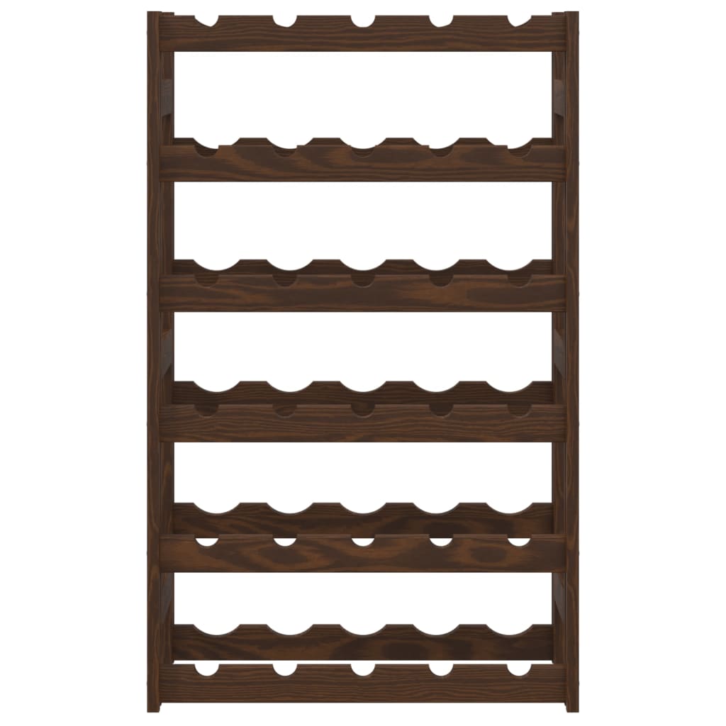 vidaXL Wine Rack for 30 Bottles Brown Solid Wood Pine 3