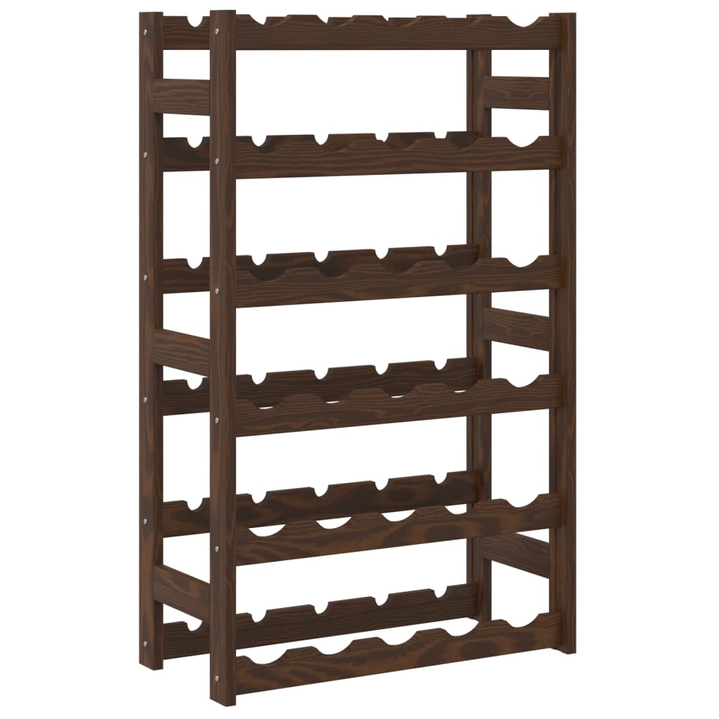 vidaXL Wine Rack for 30 Bottles Brown Solid Wood Pine 4