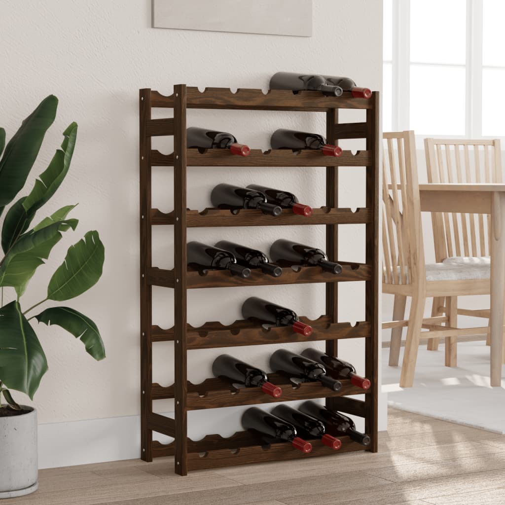 vidaXL Wine Rack for 42 Bottles Brown Solid Wood Pine 1