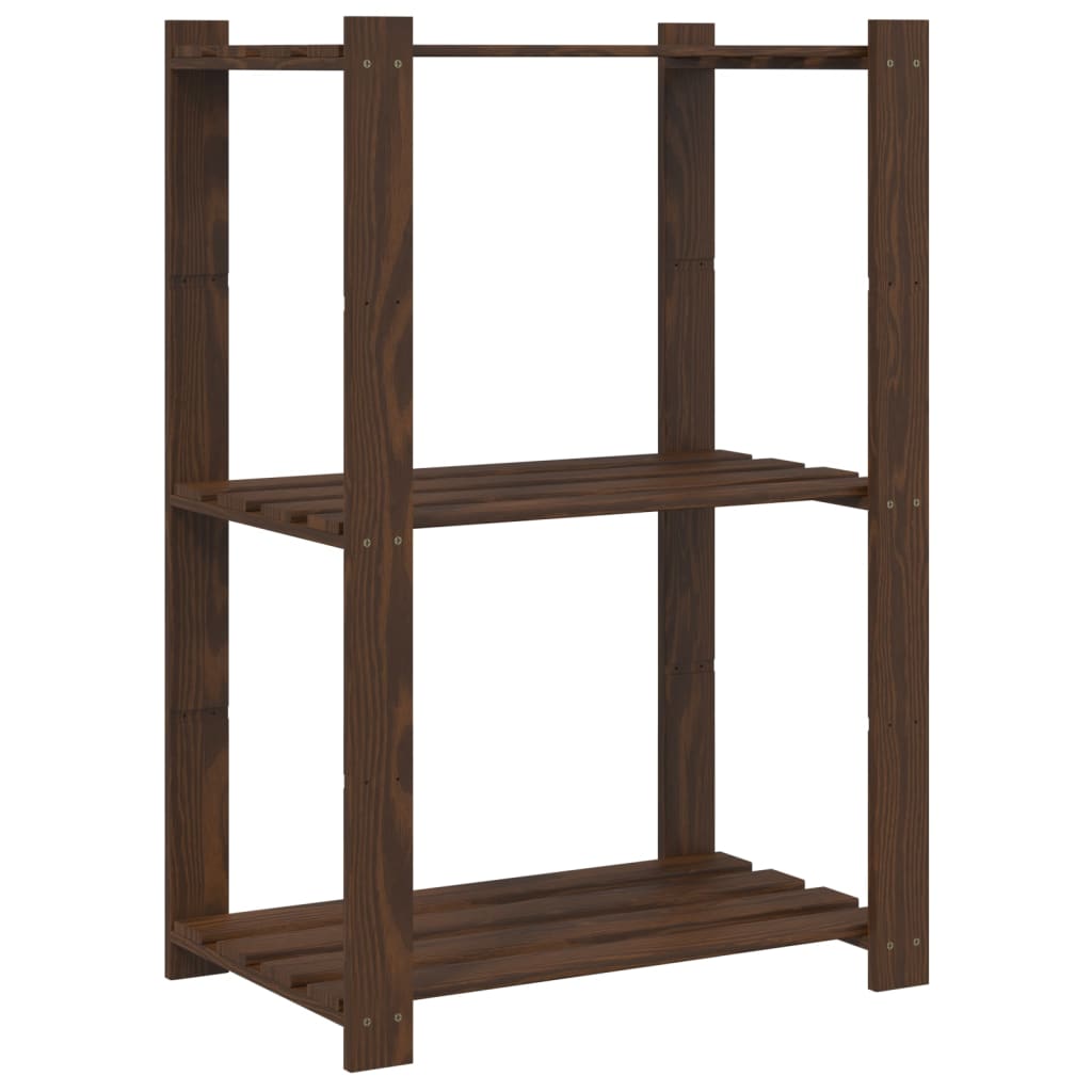 vidaXL 3-Tier Storage Rack Brown 60x38x90 cm Solid Wood Pine 2