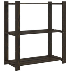 vidaXL 3-Tier Storage Rack Black 80x38x90 cm Solid Wood Pine 2