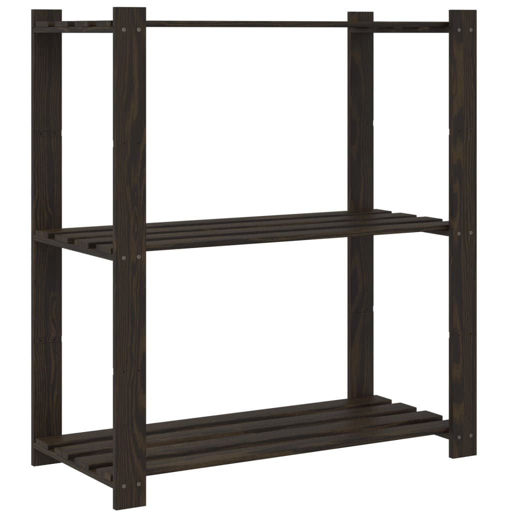 vidaXL 3-Tier Storage Rack Black 80x38x90 cm Solid Wood Pine 5
