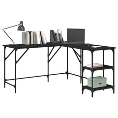 vidaXL Desk Black 139x139x75 cm Engineered Wood 4