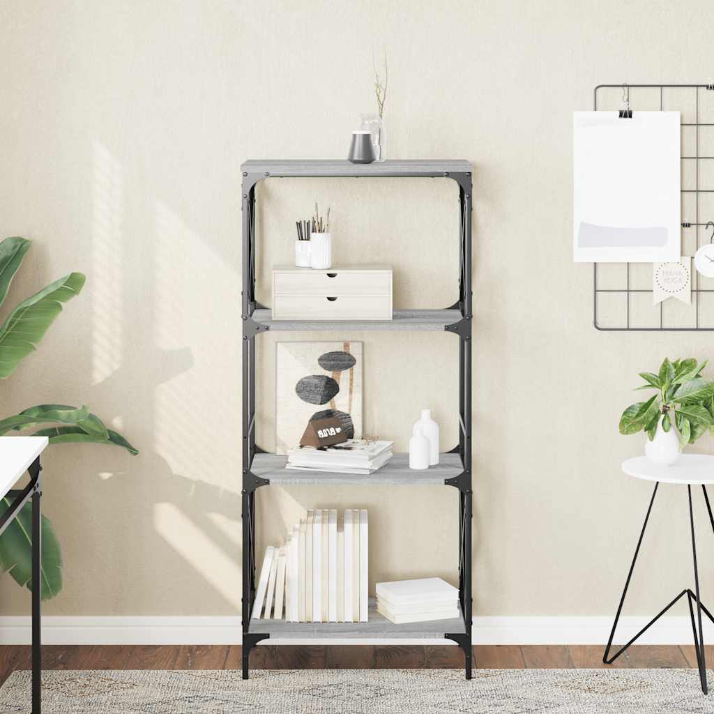 vidaXL Bookcase 4-Tier Grey Sonoma 59x35x132 cm Engineered Wood 1