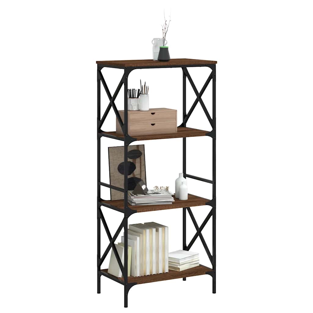 vidaXL Bookcase 4-Tier Brown Oak 59x35x132 cm Engineered Wood 3