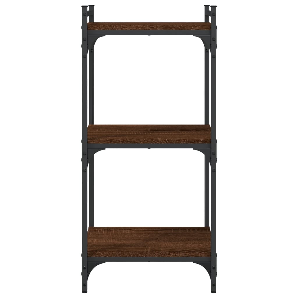 vidaXL Bookcase 3-Tier Brown Oak 40x30x86 cm Engineered Wood 4