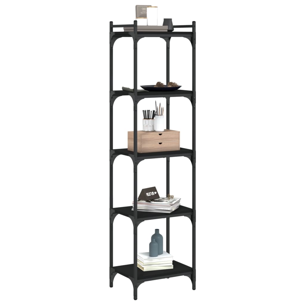 vidaXL Bookcase 5-Tier Black 40x30x154 cm Engineered Wood 3