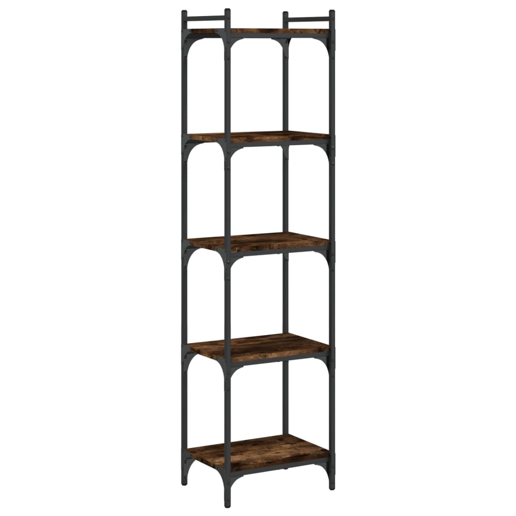 vidaXL Bookcase 5-Tier Smoked Oak 40x30x154 cm Engineered Wood 2