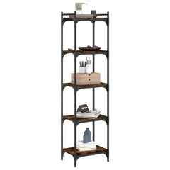 vidaXL Bookcase 5-Tier Smoked Oak 40x30x154 cm Engineered Wood 3