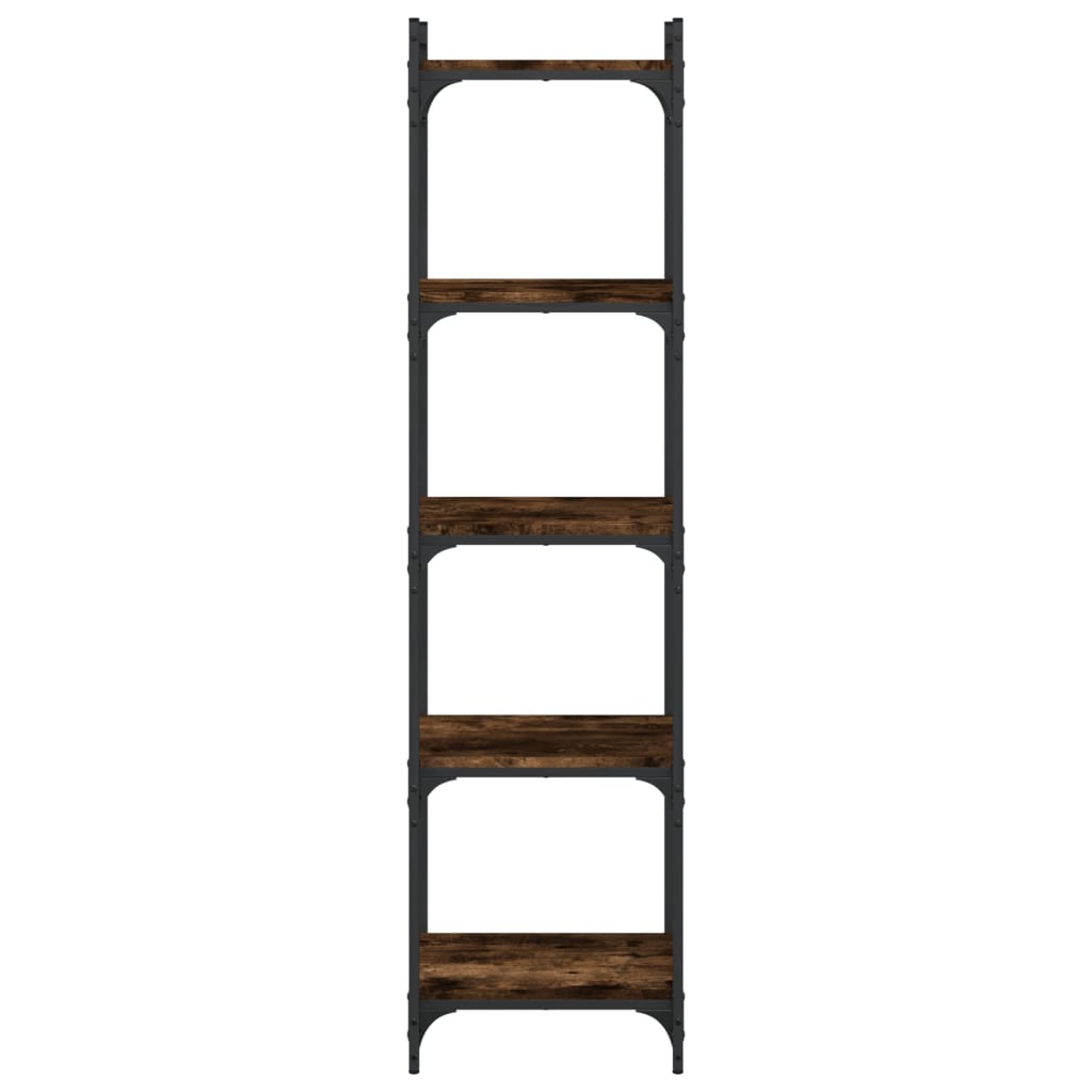 vidaXL Bookcase 5-Tier Smoked Oak 40x30x154 cm Engineered Wood 4