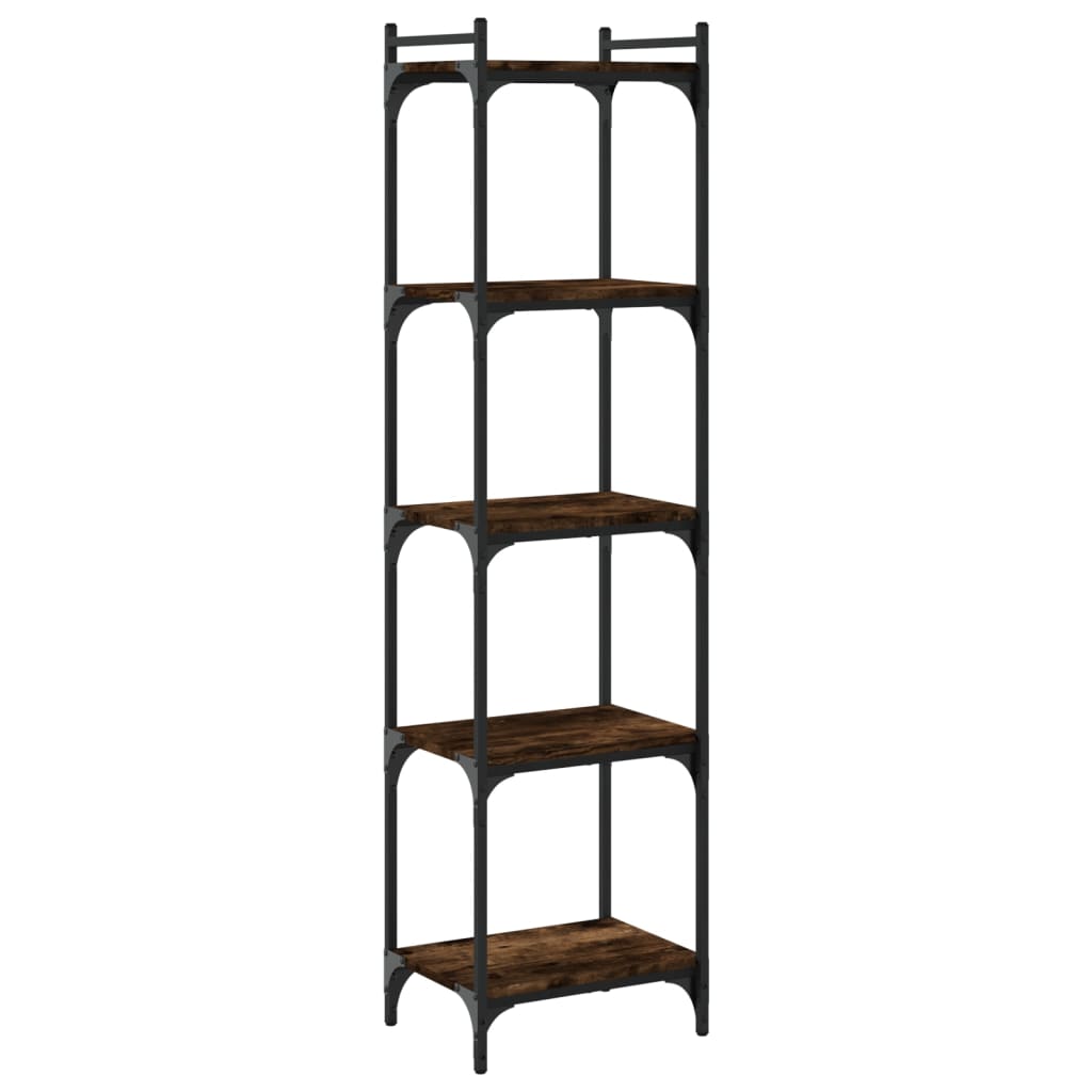 vidaXL Bookcase 5-Tier Smoked Oak 40x30x154 cm Engineered Wood 6
