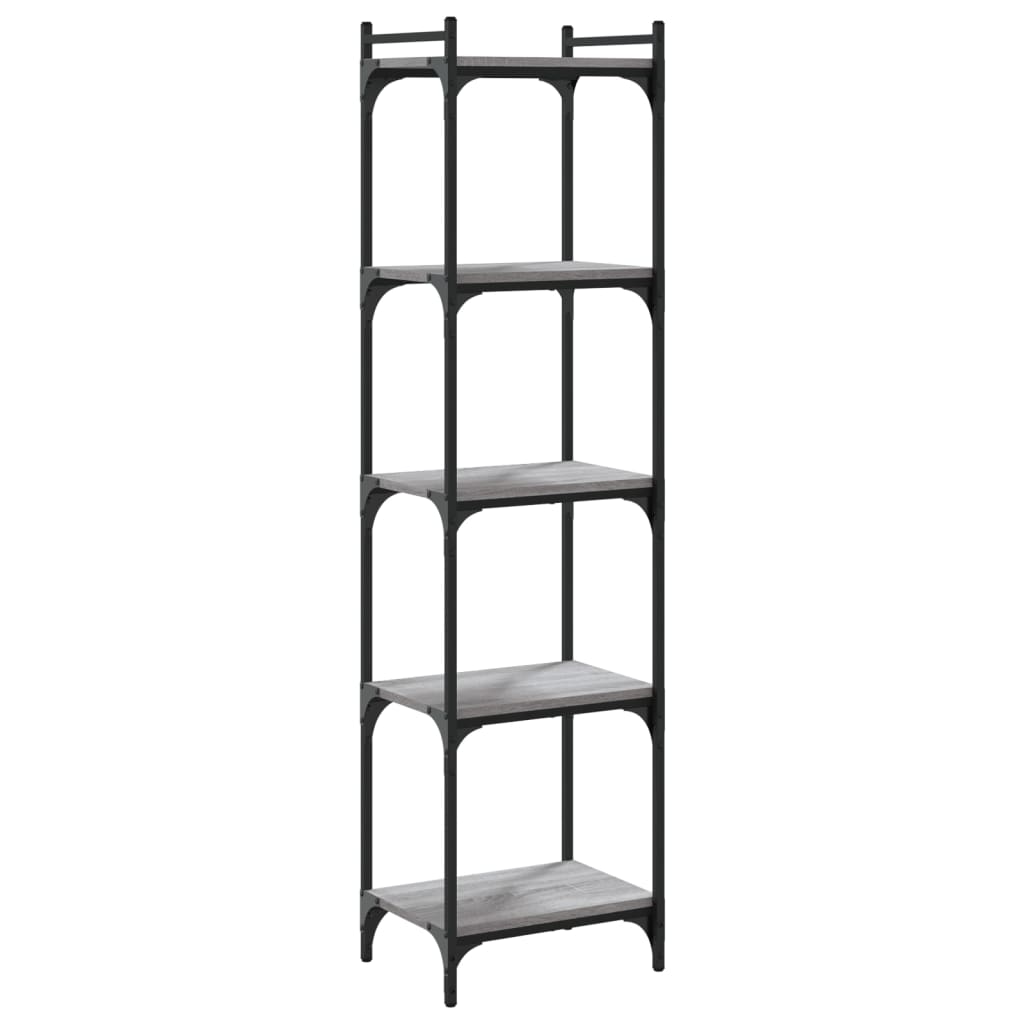 vidaXL Bookcase 5-Tier Grey Sonoma 40x30x154 cm Engineered Wood 6