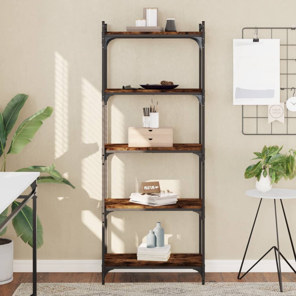 vidaXL Bookcase 5-Tier Smoked Oak 60x30x154 cm Engineered Wood 1