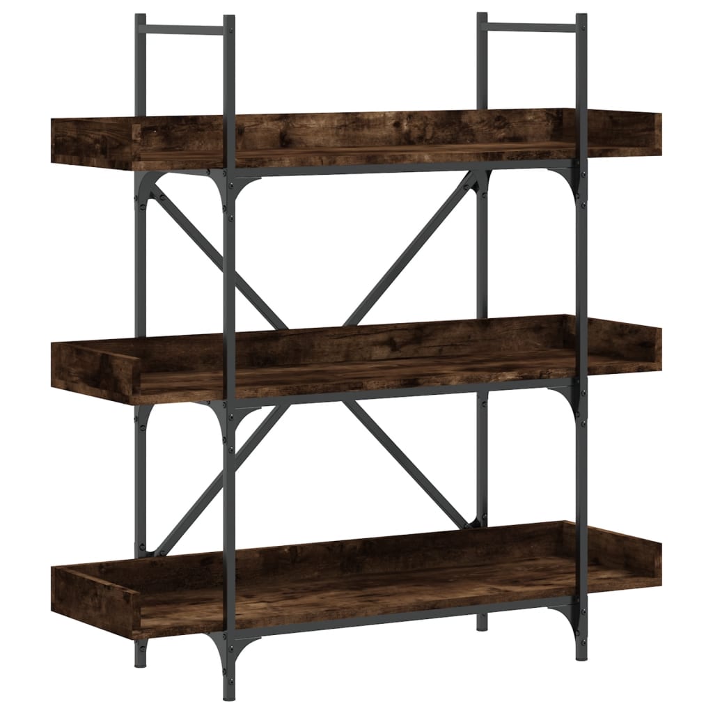 vidaXL Bookcase 3-Tier Smoked Oak 100x33x108.5 cm Engineered Wood 2