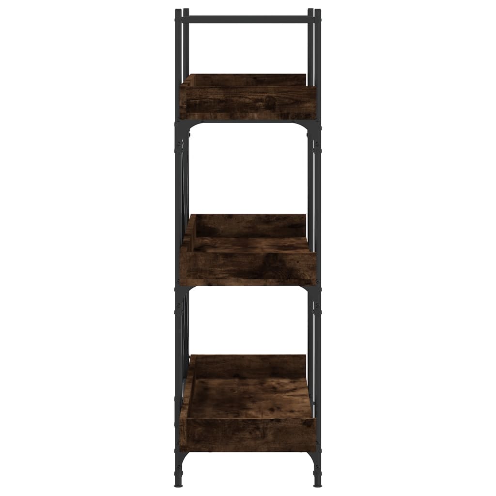 vidaXL Bookcase 3-Tier Smoked Oak 100x33x108.5 cm Engineered Wood 5