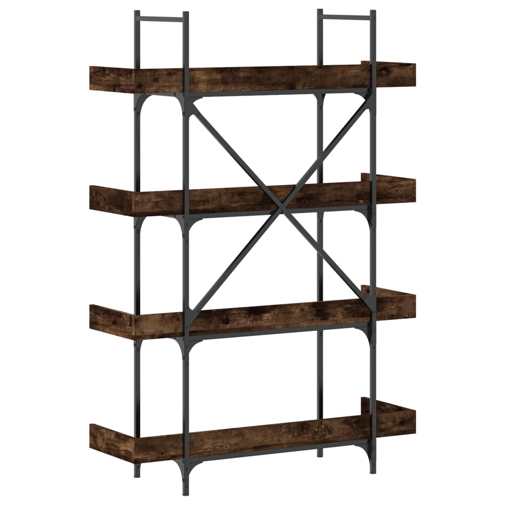 vidaXL Bookcase 4-Tier Smoked Oak 100x33x145.5 cm Engineered Wood 6