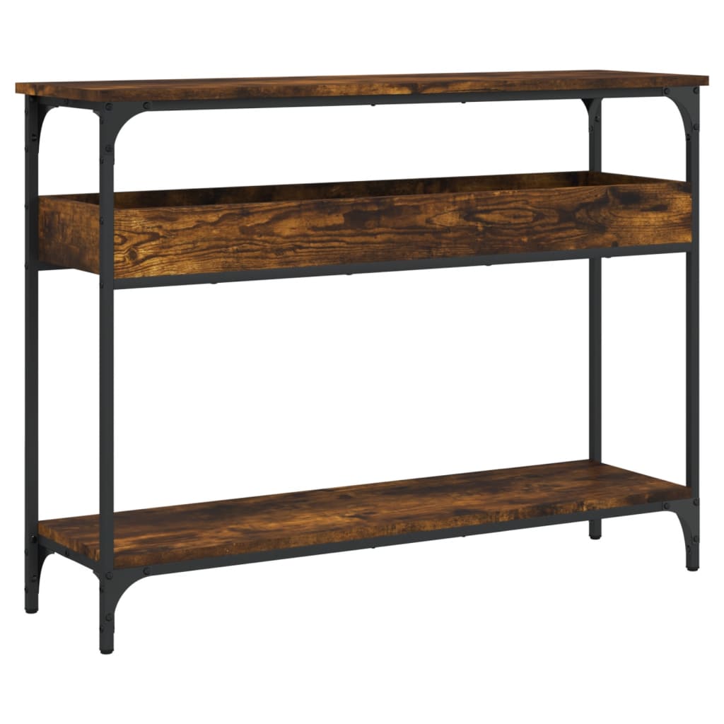 vidaXL Console Table with Shelf Smoked Oak 100x29x75cm Engineered Wood 2
