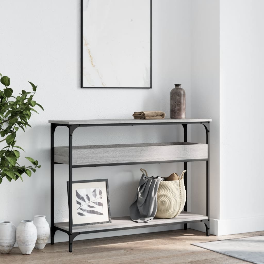 vidaXL Console Table with Shelf Grey Sonoma 100x29x75cm Engineered Wood 3