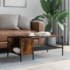 vidaXL Coffee Table with Rack Smoked Oak 100x51x40 cm Engineered Wood 3