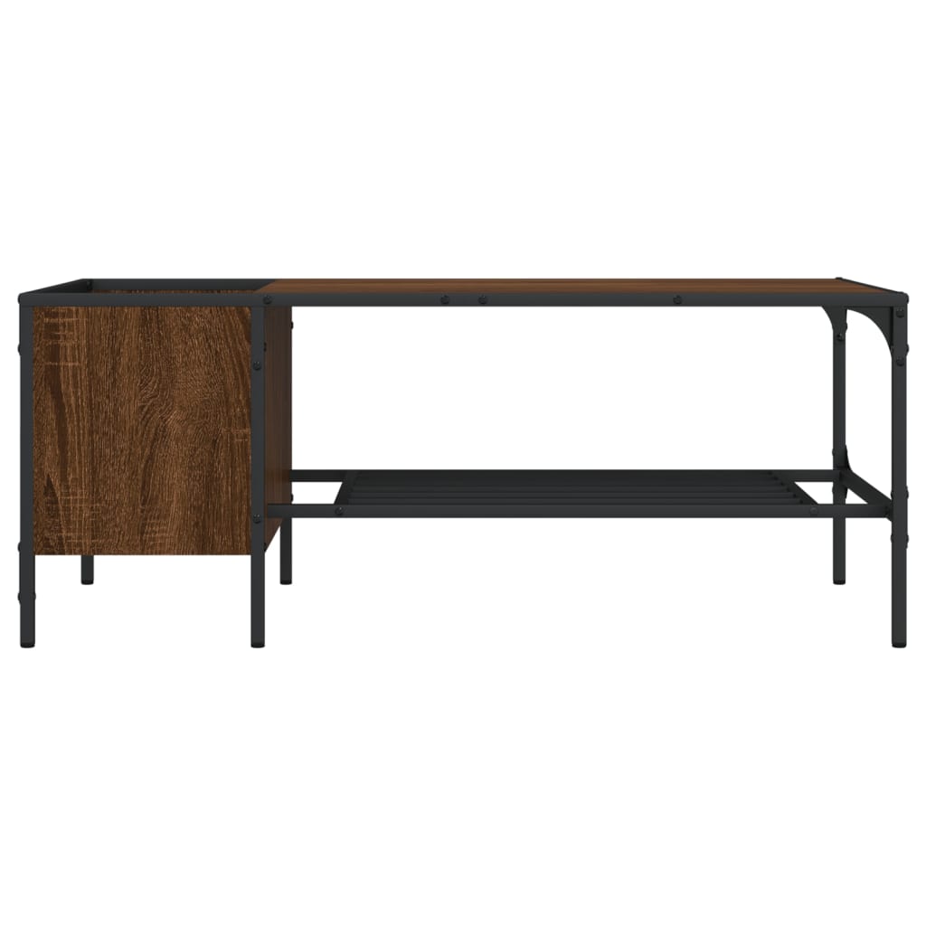 vidaXL Coffee Table with Rack Brown Oak 100x51x40 cm Engineered Wood 4