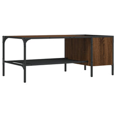 vidaXL Coffee Table with Rack Brown Oak 100x51x40 cm Engineered Wood 6