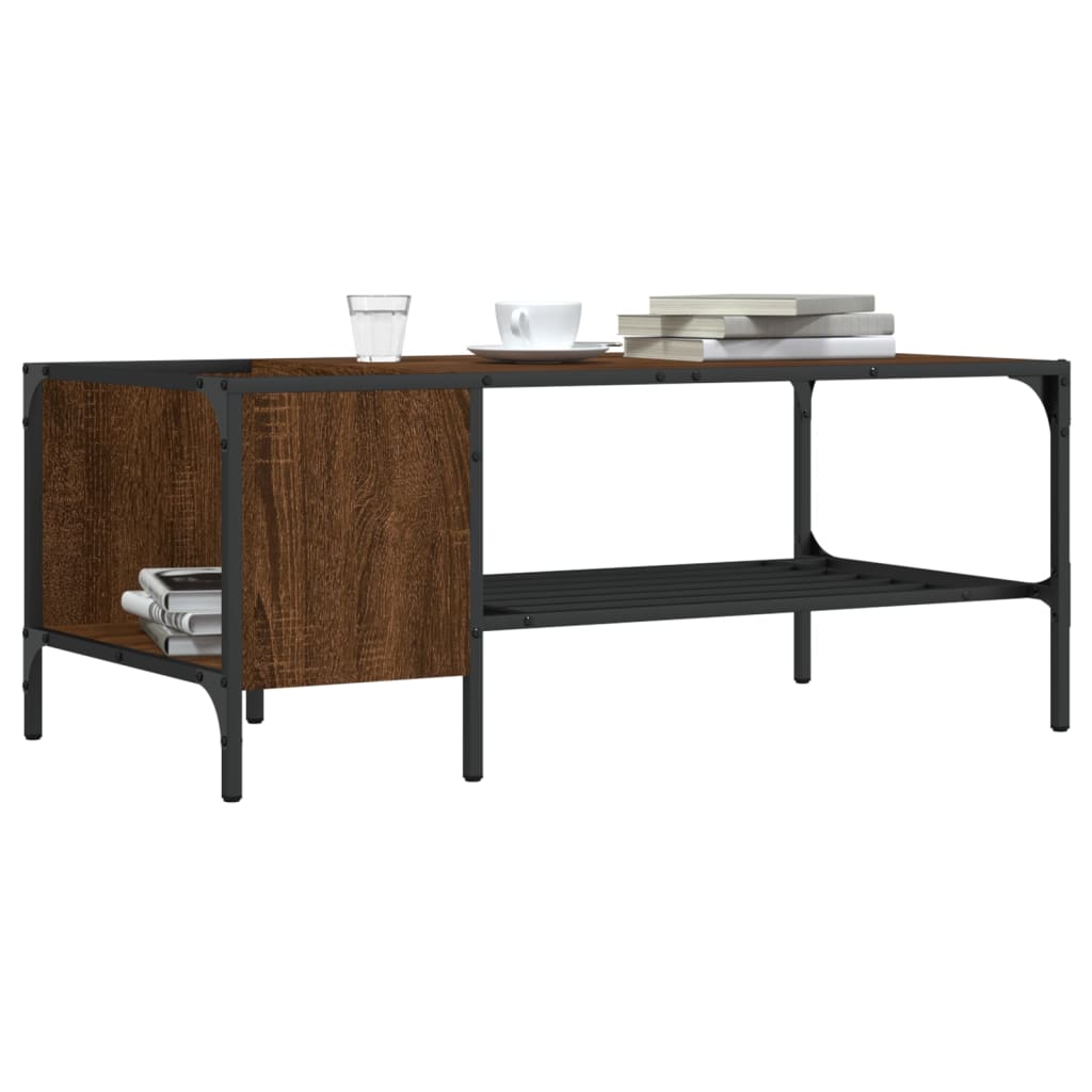 vidaXL Coffee Table with Rack Brown Oak 100x51x40 cm Engineered Wood 1