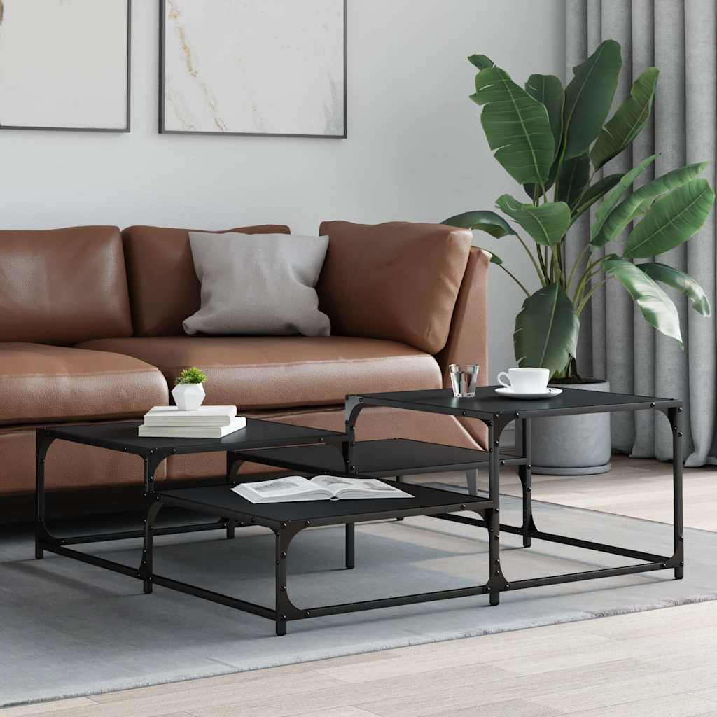 vidaXL Coffee Table Black 107x107x40 cm Engineered Wood 3