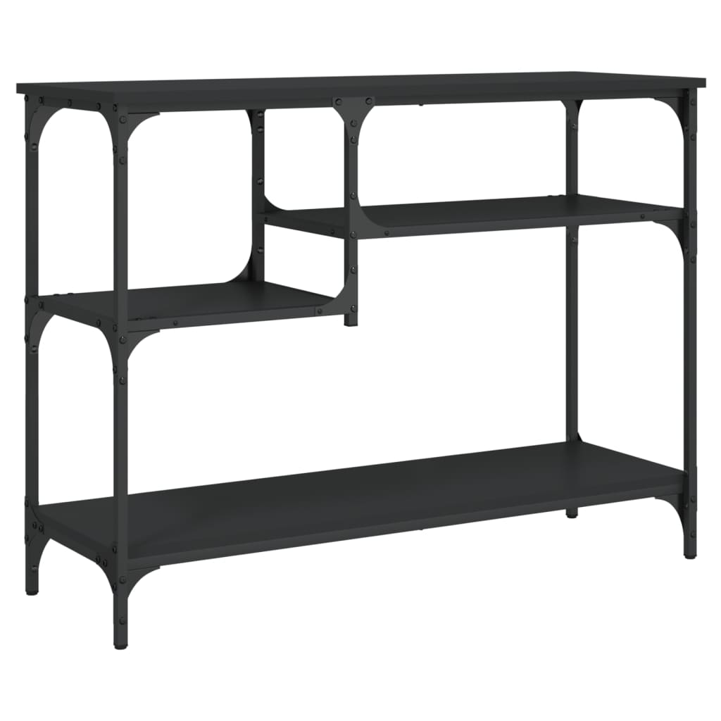 vidaXL Console Table with Shelves Black 100x35x75 cm 2