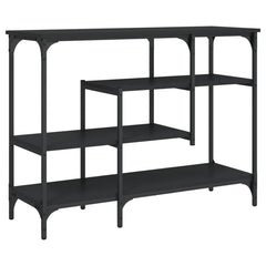 vidaXL Console Table with Shelves Black 100x35x75 cm 2