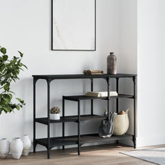 vidaXL Console Table with Shelves Black 100x35x75 cm 3