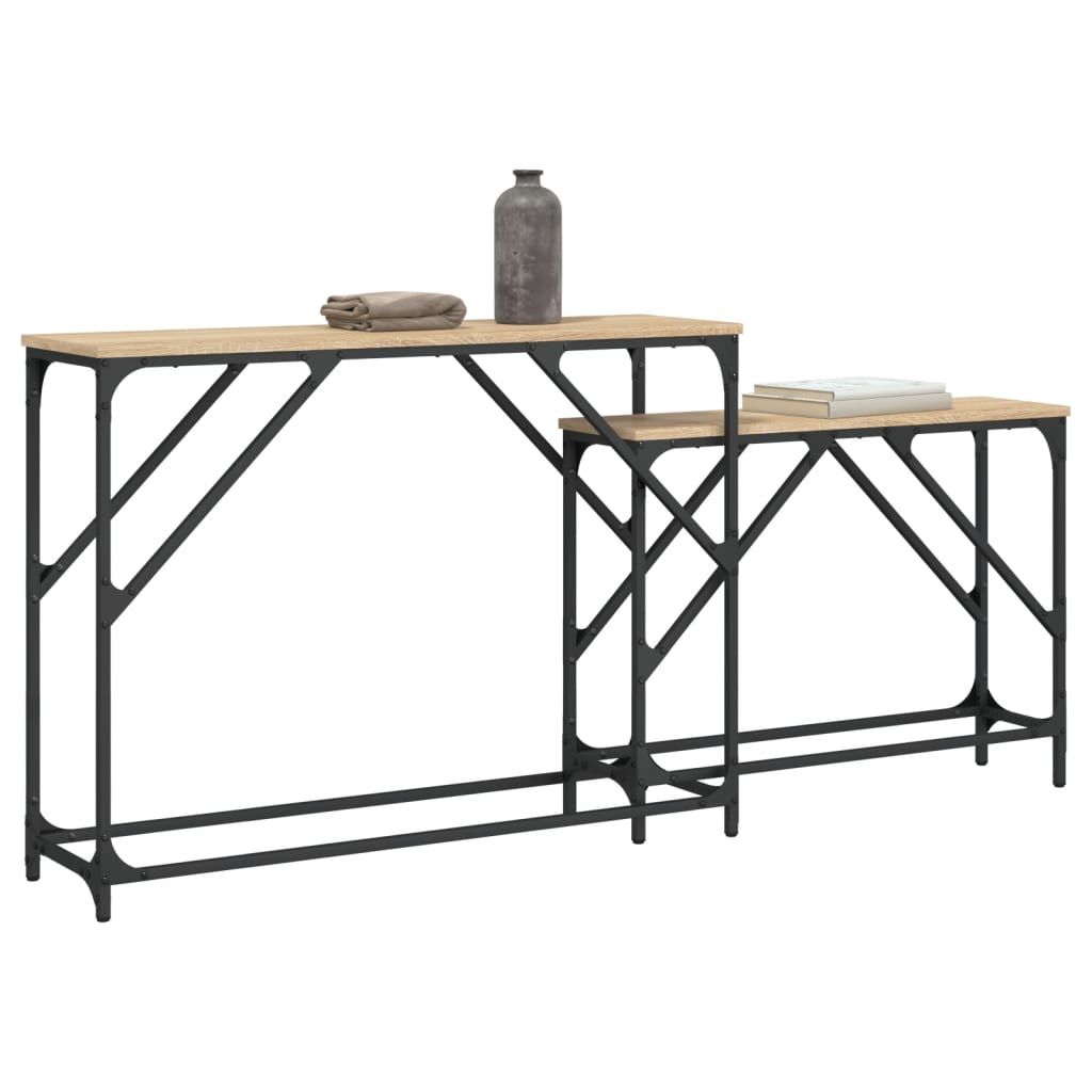 vidaXL Nesting Console Tables 2 pcs Sonoma Oak Engineered Wood 3