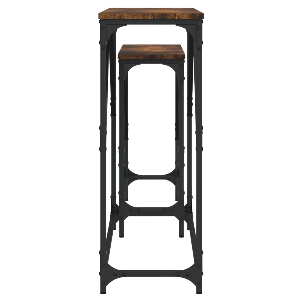 vidaXL Nesting Console Table | Smoked oak | Engineered wood, Metal | Large 6