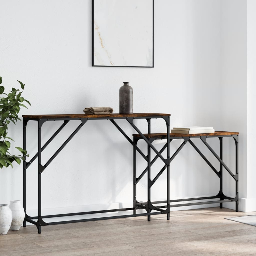vidaXL Nesting Console Table | Smoked oak | Engineered wood, Metal | Large 1
