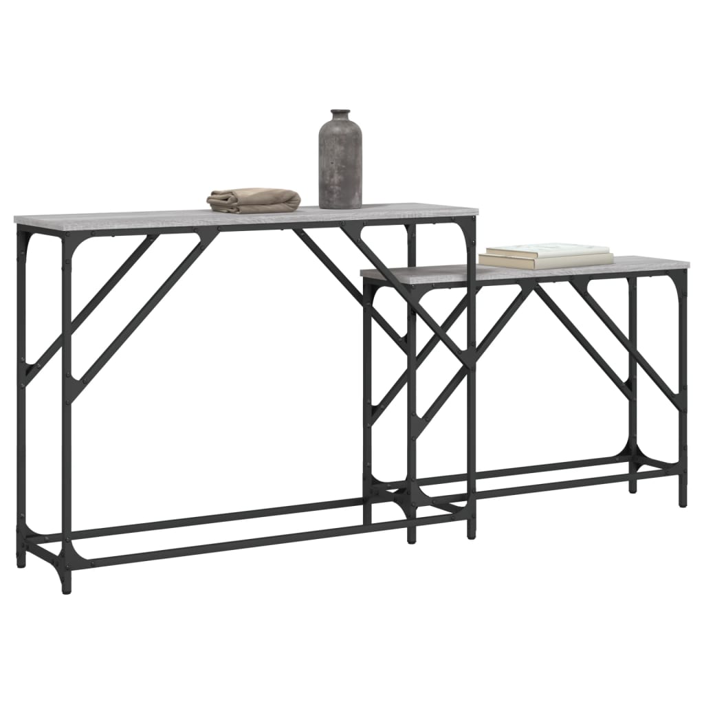 vidaXL Nesting Console Tables 2 pcs Grey Sonoma Engineered Wood 3