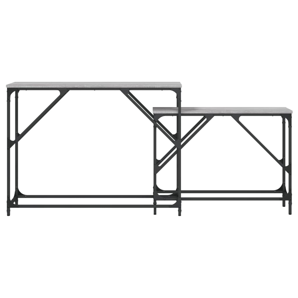 vidaXL Nesting Console Tables 2 pcs Grey Sonoma Engineered Wood 4