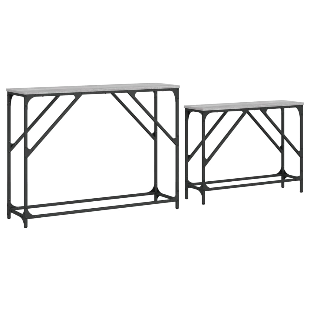 vidaXL Nesting Console Tables 2 pcs Grey Sonoma Engineered Wood 5