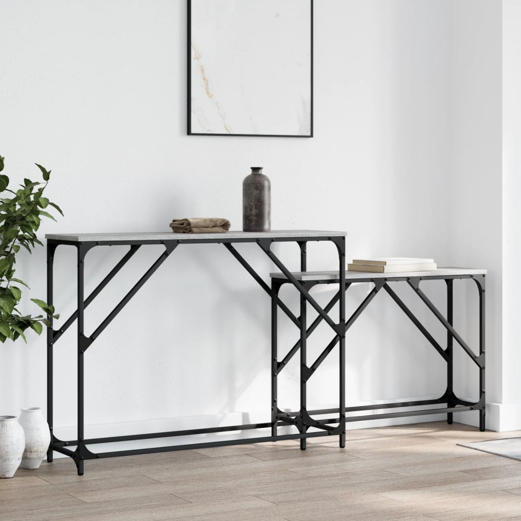 vidaXL Nesting Console Tables 2 pcs Grey Sonoma Engineered Wood 1