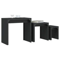 vidaXL Nesting Coffee Tables 3 pcs Black Engineered Wood 3